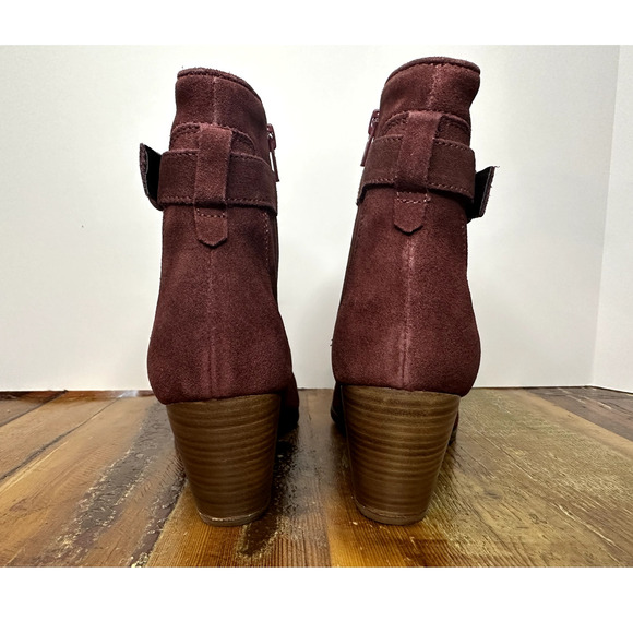 Diba Women's Boho Suede Stacked Heel Boots Burgundy Size 8.5 NWOB Casual Chic - Picture 5 of 10